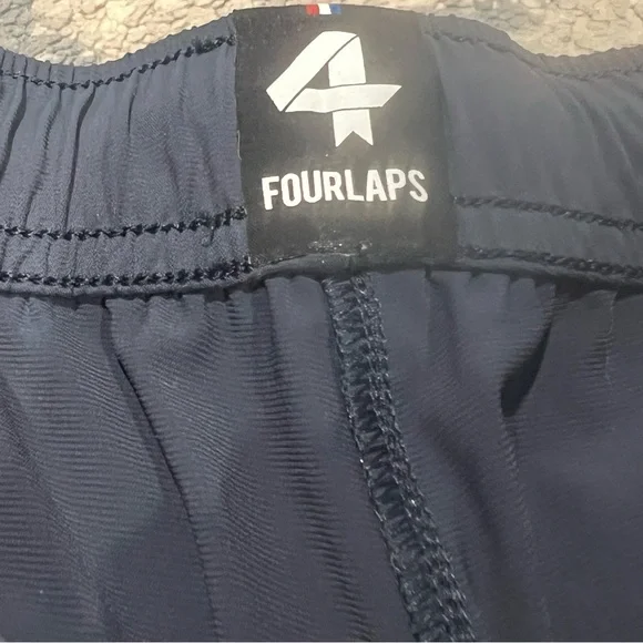 Men’s Navy Blue Four Laps Silky Active Pants Joggers Track Pants Large Elastic - Picture 4 of 7